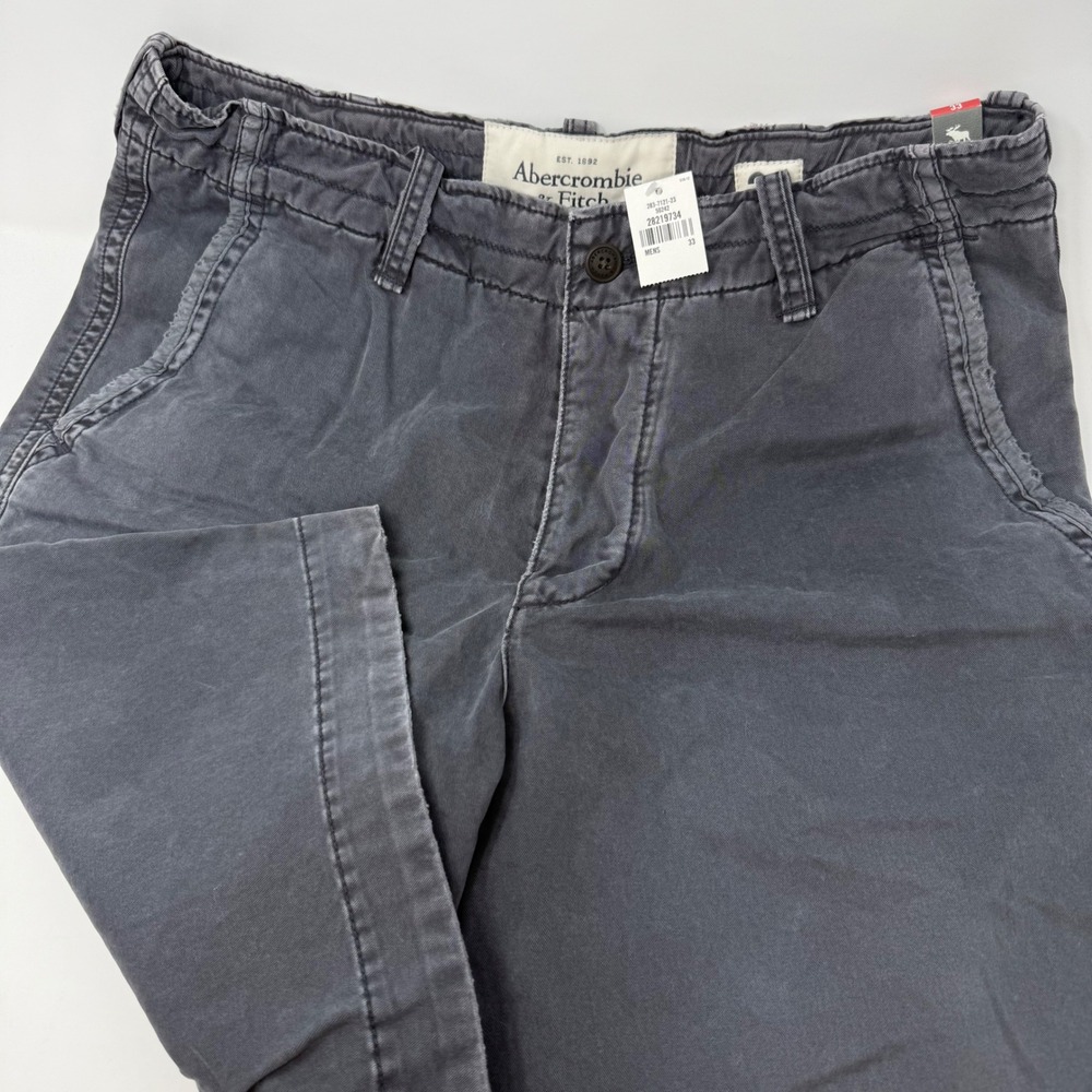 Abercrombie & Fitch Mens Size 33 Chino Shorts Grey Cotton Flat Front NEW